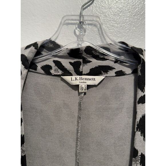 LK Bennett Size US6 Gray Black Leopard Print Long Sleeve Belted Dress READ - Picture 6 of 10